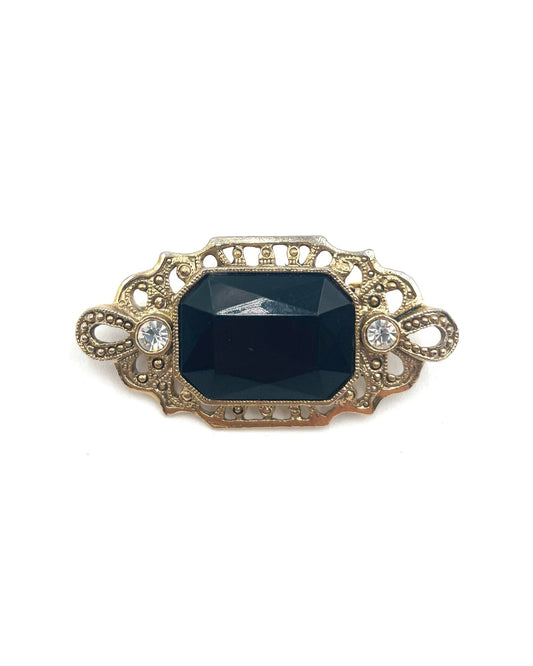 Vintage Black Lucite Pin Brooch