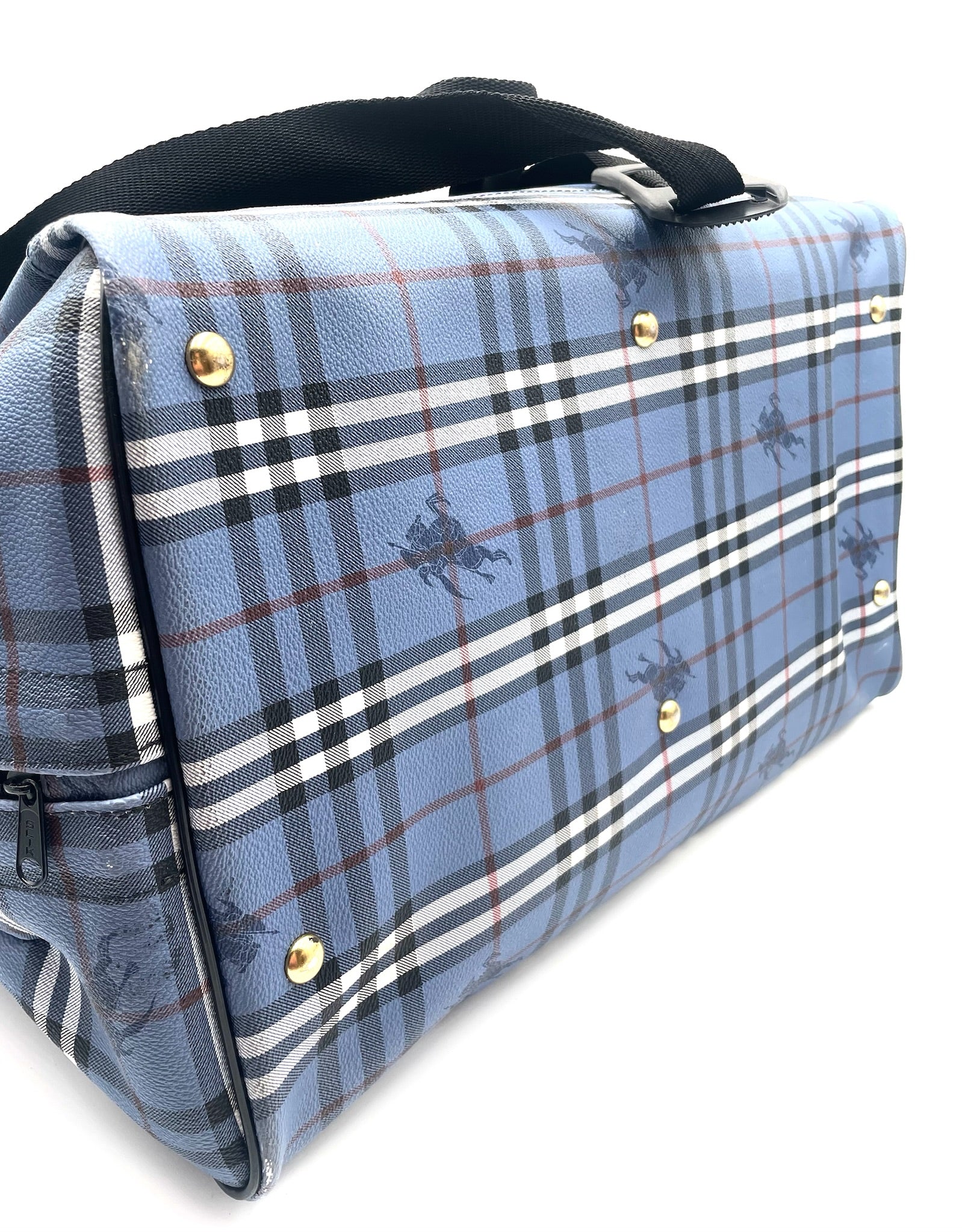 Vintage Burberry Blue Nova Check Duffle Bag