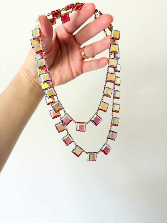 Vintage Double Strand Czech Glass Necklace