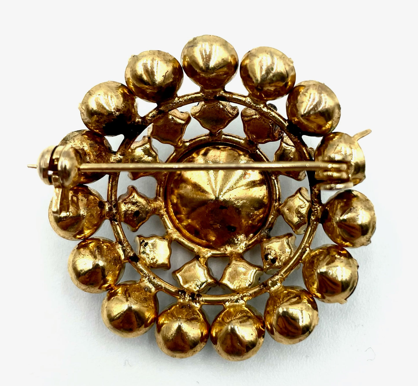 Vintage Emerald Green & Teal Rhinestone Statement Brooch
