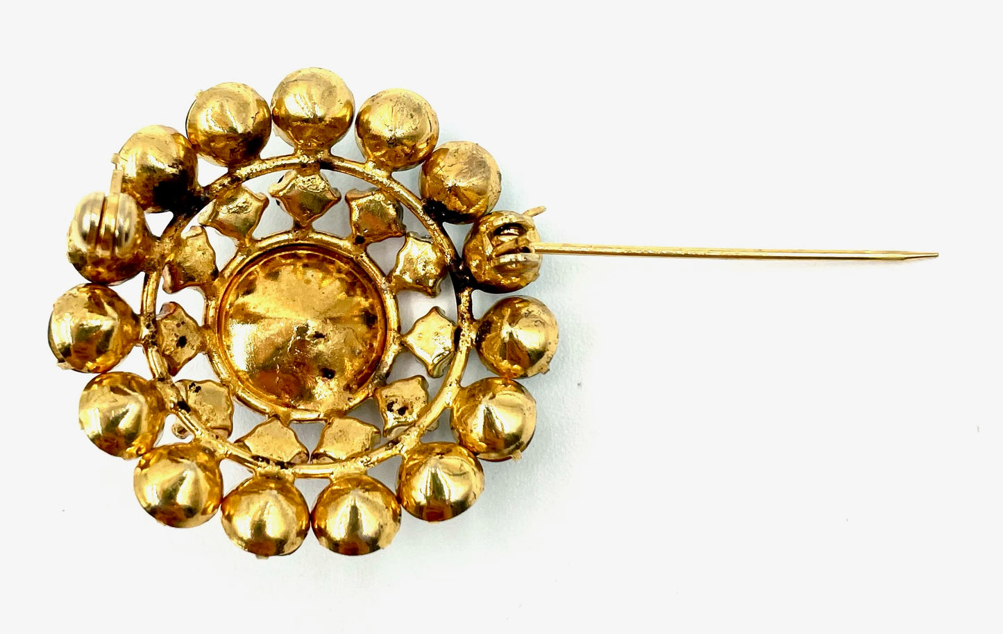 Vintage Emerald Green & Teal Rhinestone Statement Brooch