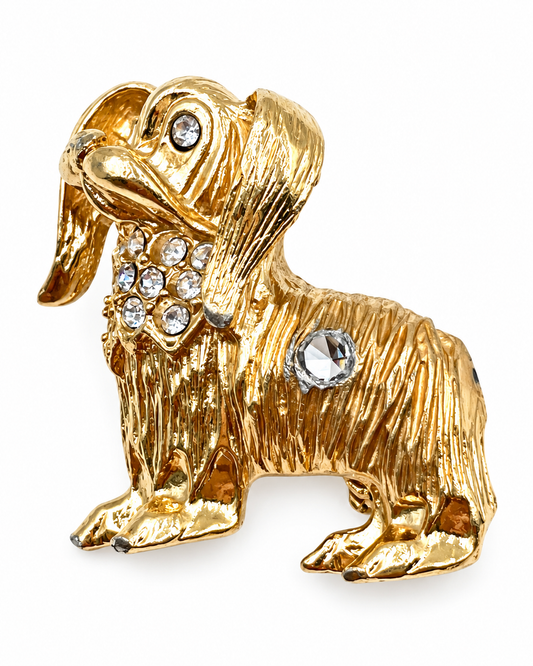 Vintage Gold Tone Dog Brooch