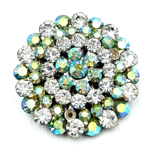 Vintage Mid Century Domed Rhinestone Brooch
