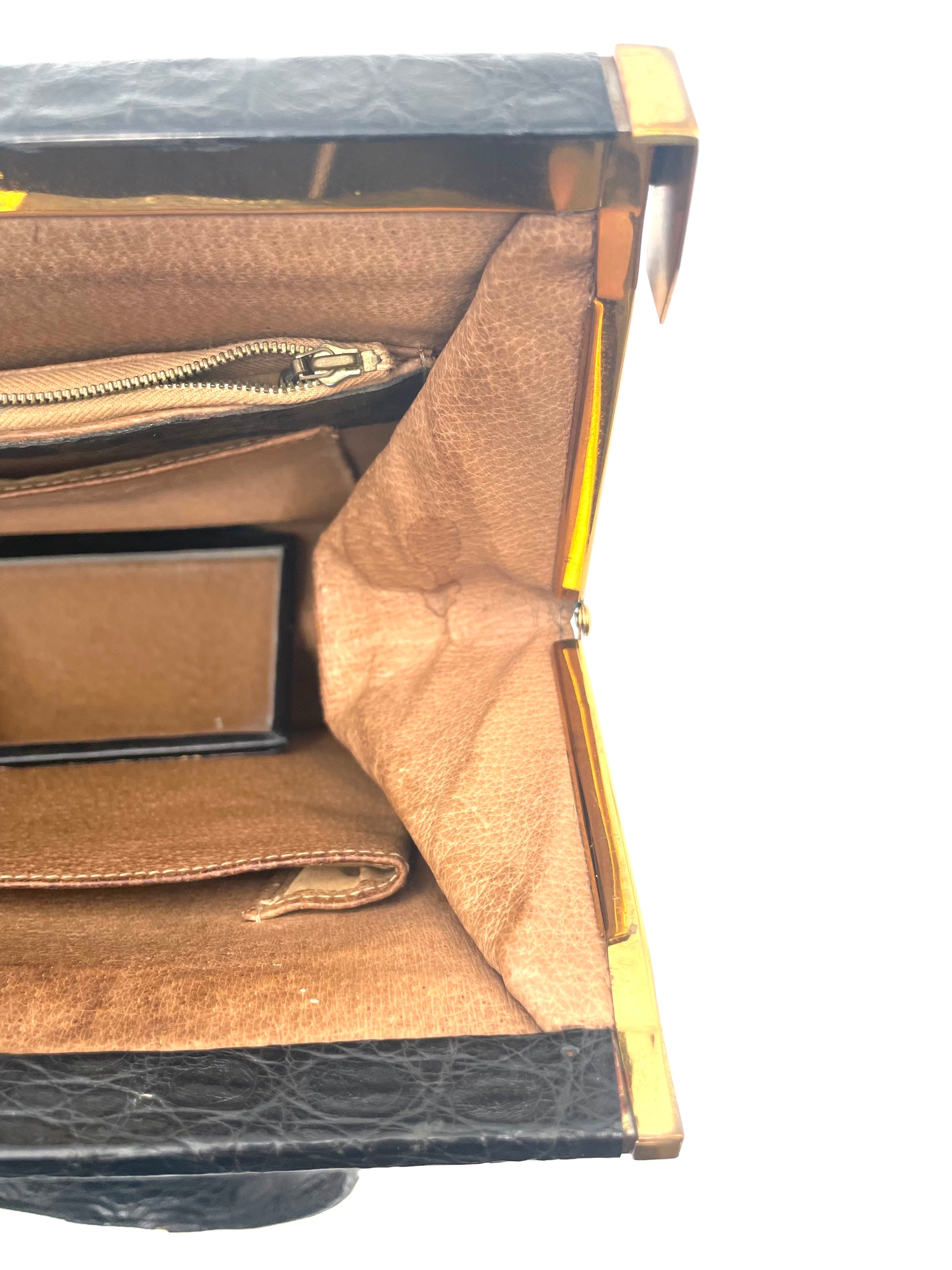 Vintage Modell Goldpfeil 1950s Black Crocodile Tote