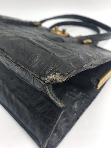 Vintage Modell Goldpfeil 1950s Black Crocodile Tote