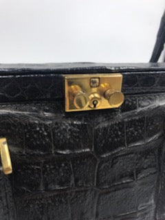 Vintage Modell Goldpfeil 1950s Black Crocodile Tote