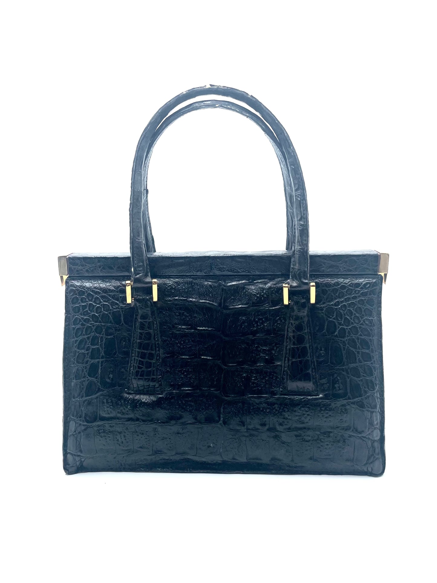 Vintage Modell Goldpfeil 1950s Black Crocodile Tote