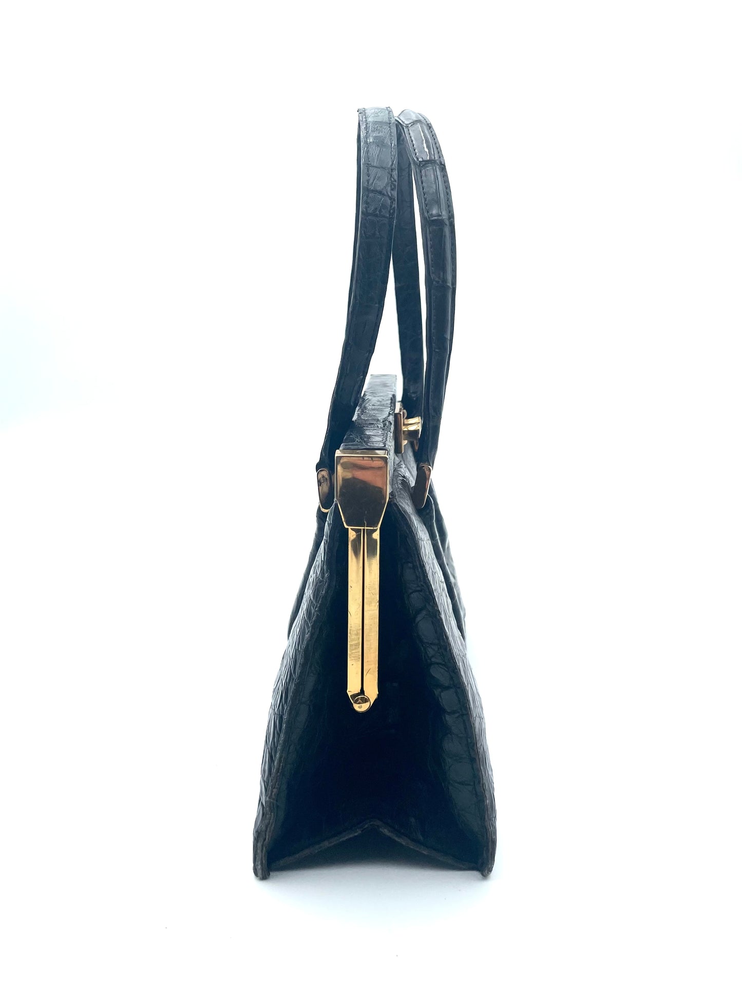 Vintage Modell Goldpfeil 1950s Black Crocodile Tote