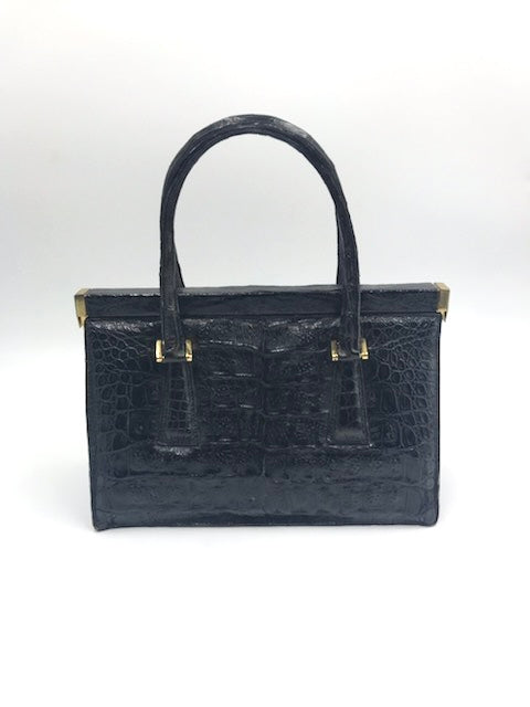 Vintage Modell Goldpfeil 1950s Black Crocodile Tote