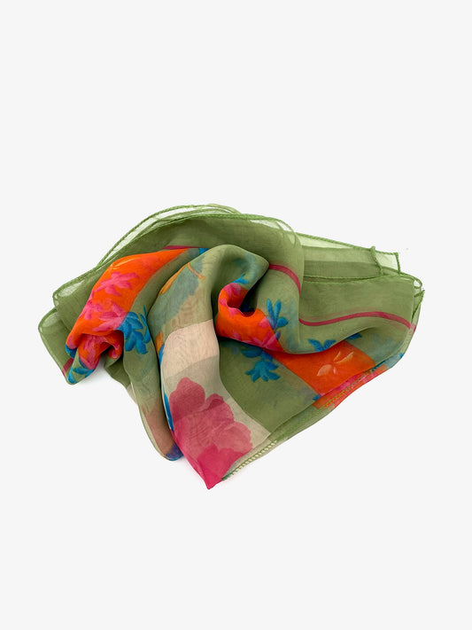 Vintage Multicolor Silk Scarf
