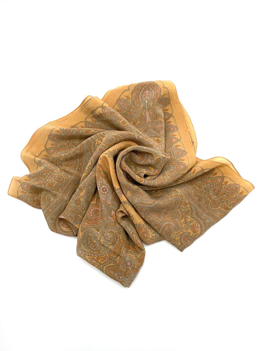 Vintage Paisley Print Silk Scarf