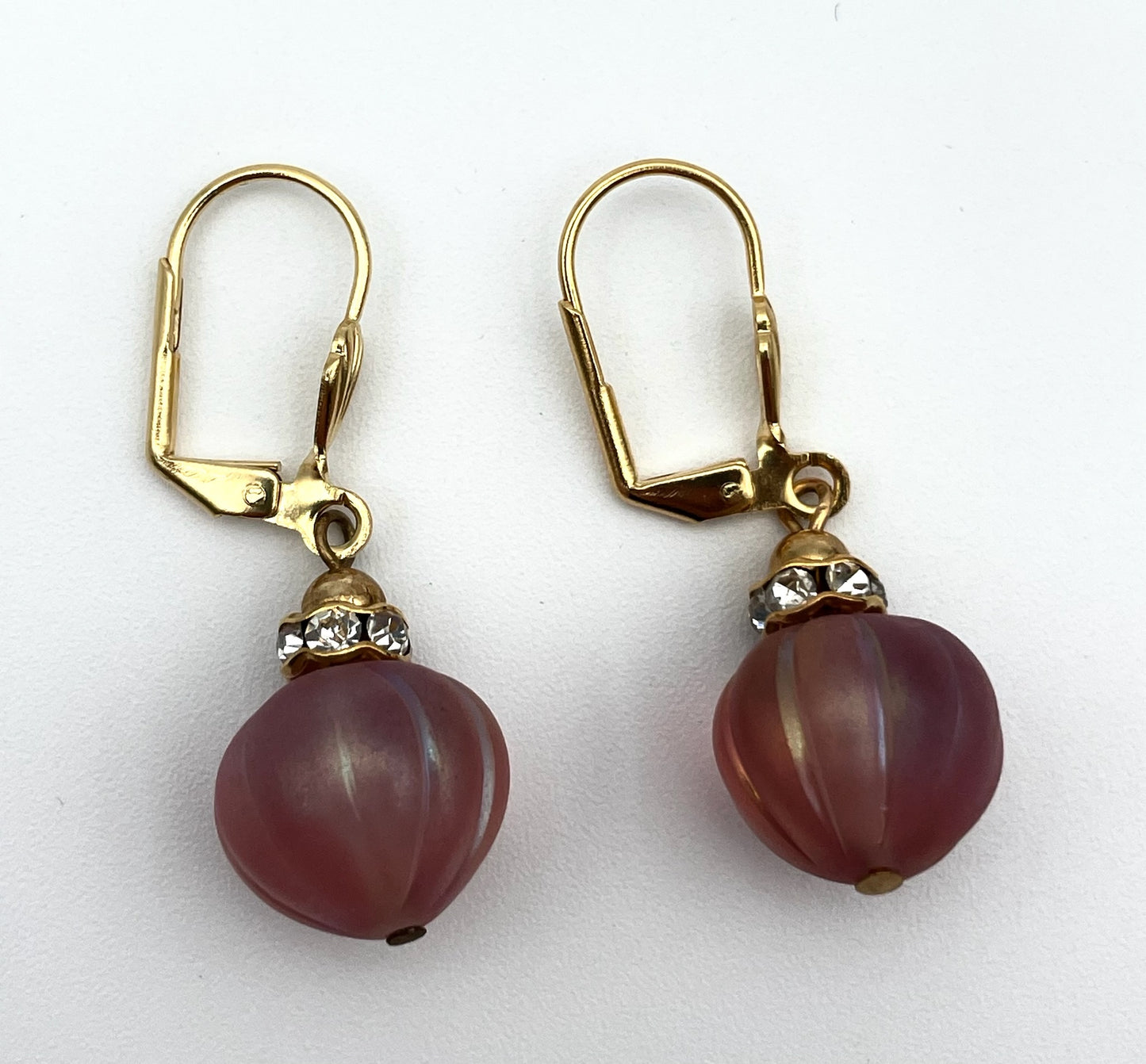 Vintage Pink Beaded Pendant Earrings