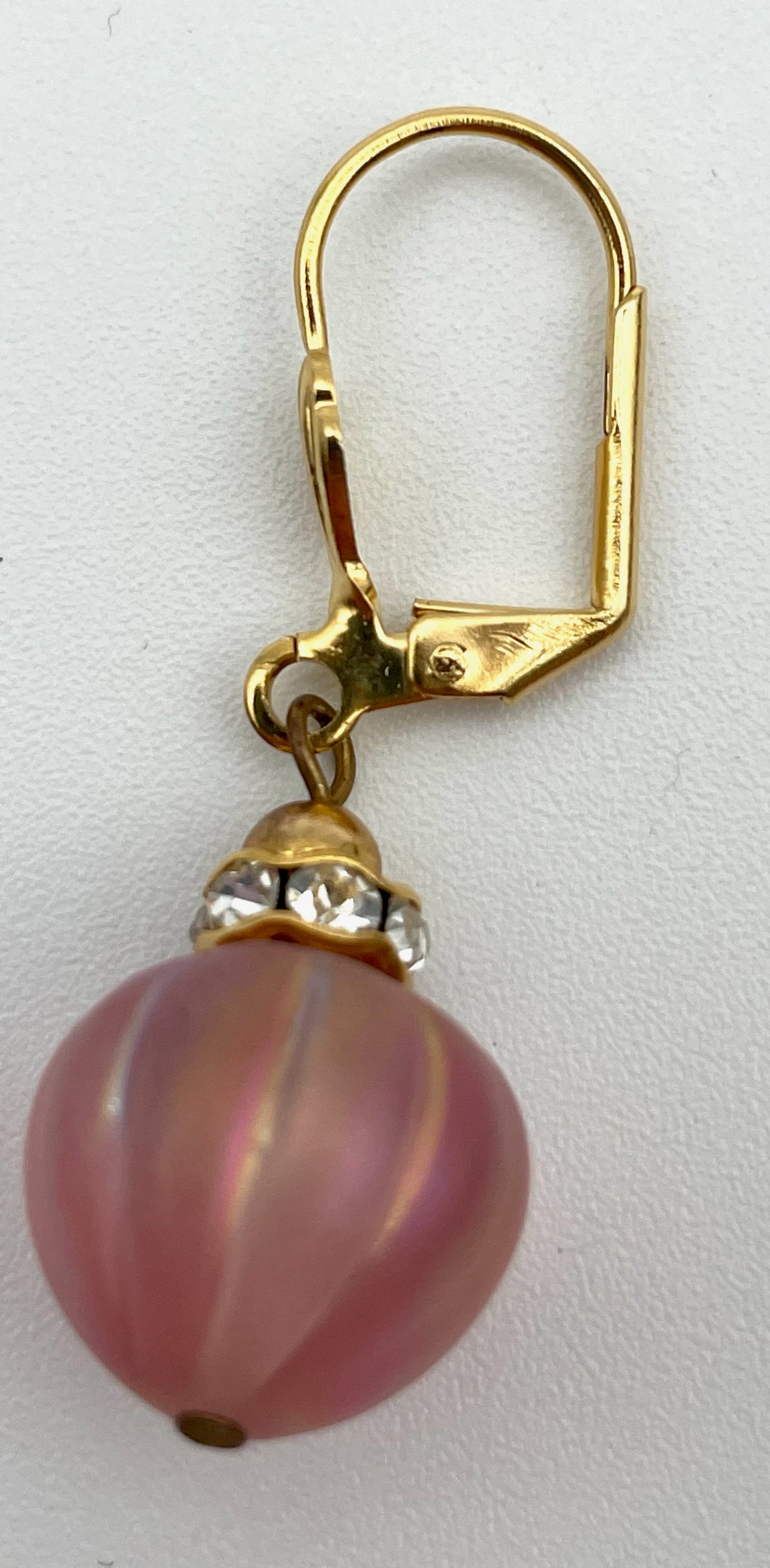 Vintage Pink Beaded Pendant Earrings