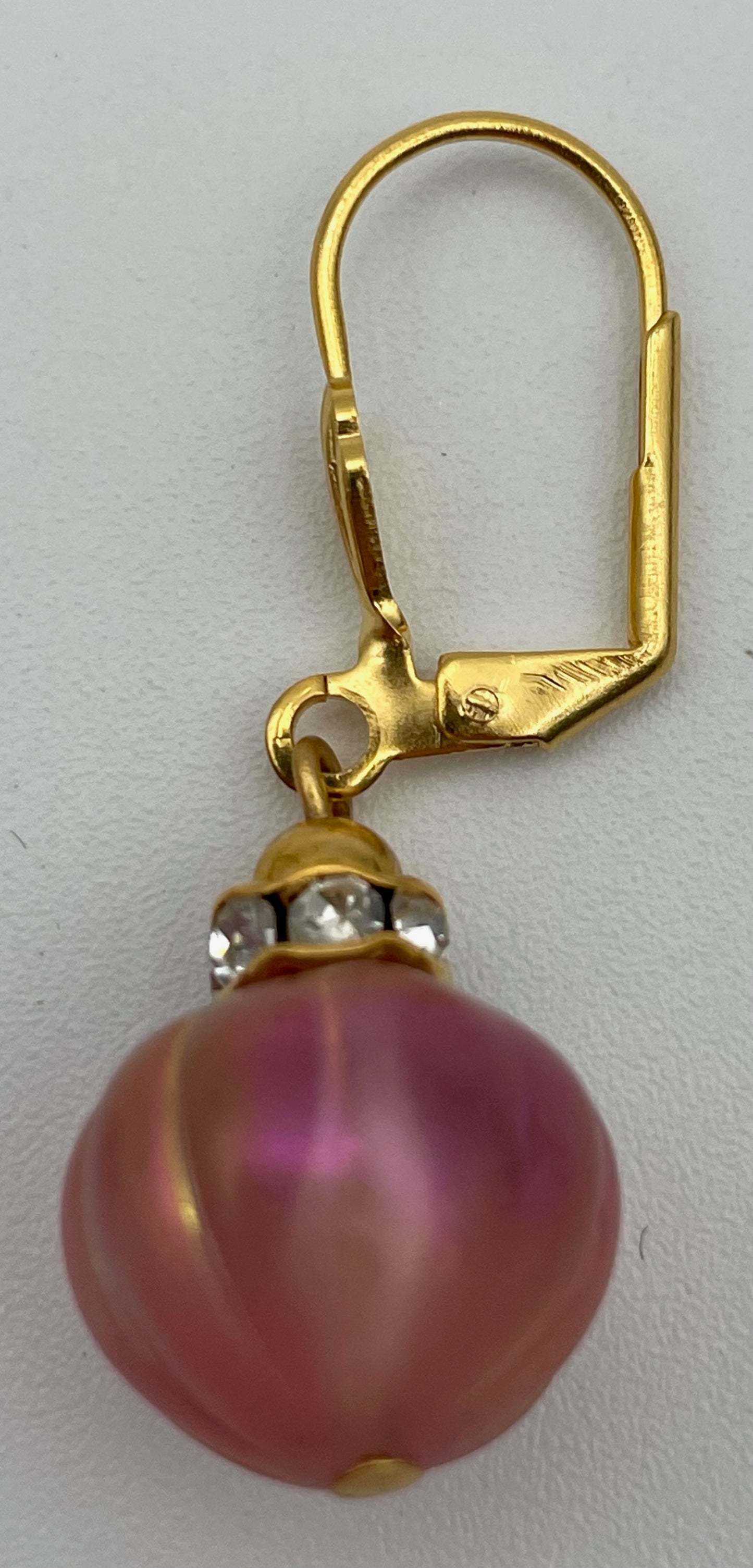 Vintage Pink Beaded Pendant Earrings