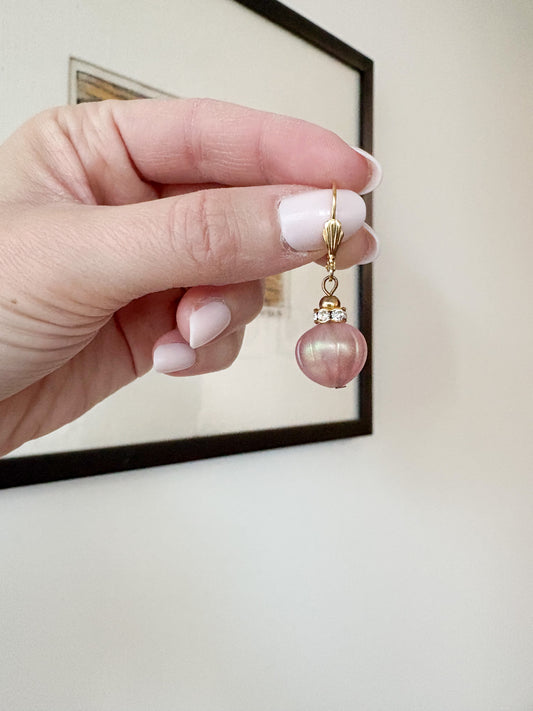 Vintage Pink Beaded Pendant Earrings