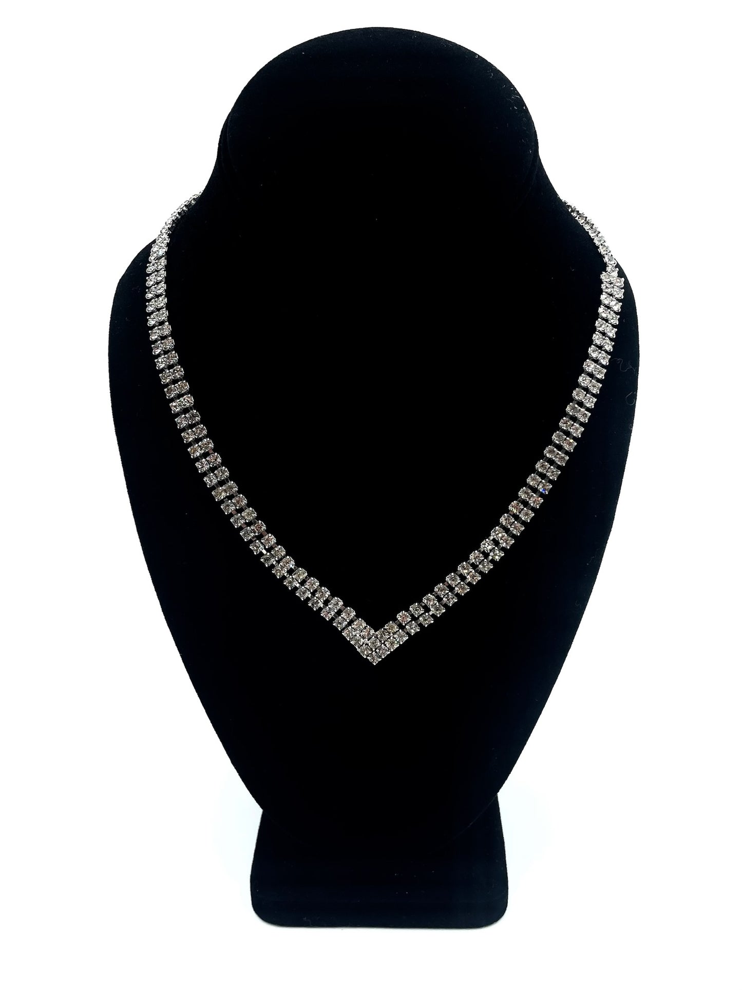 Vintage Rhinestone V Necklace