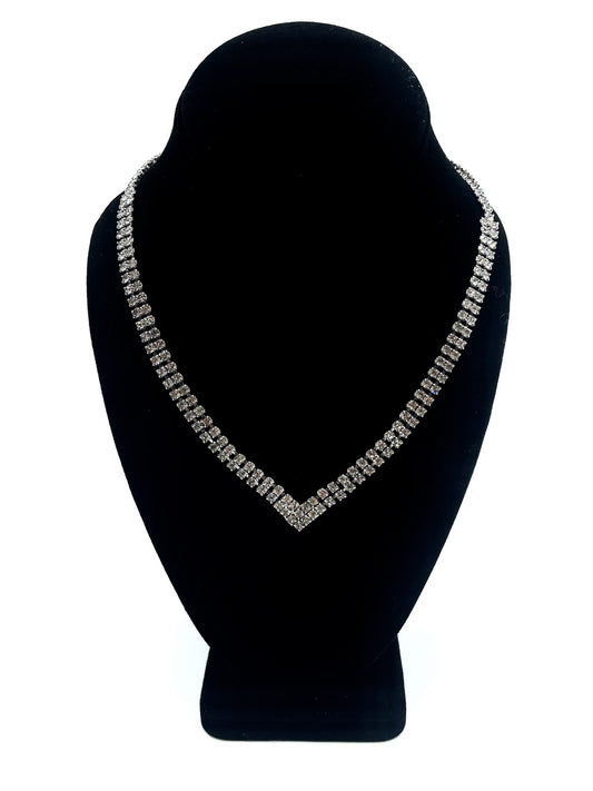 Vintage Rhinestone V Necklace