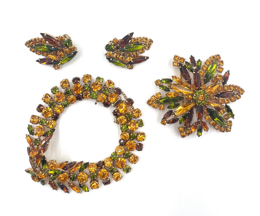 Vintage Sherman Brooch, Bracelet & Earring Set