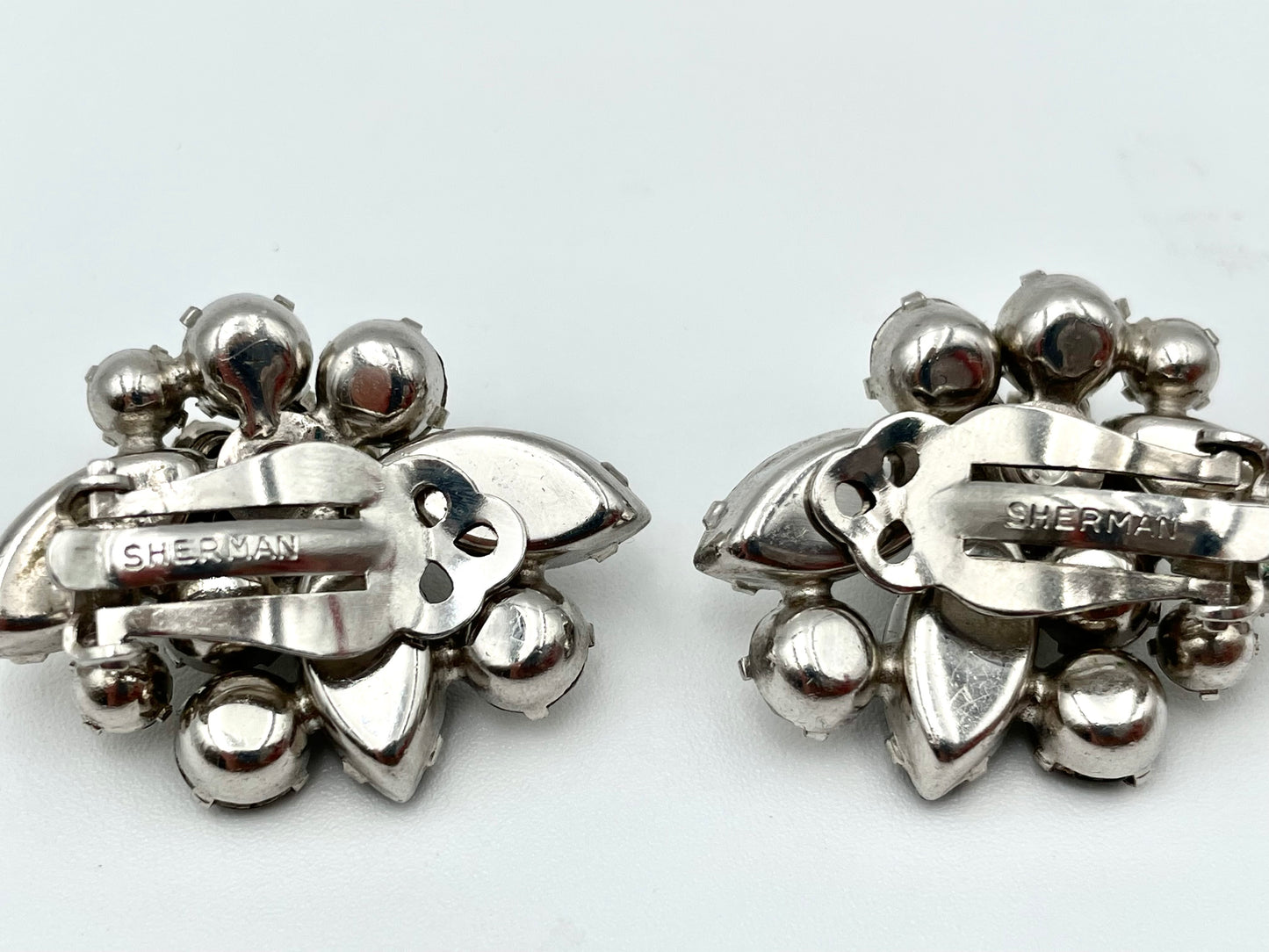 Vintage Sherman Crystal Cluster Clip-On Earrings
