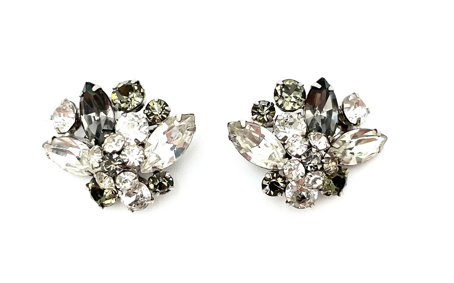 Vintage Sherman Crystal Cluster Clip-On Earrings