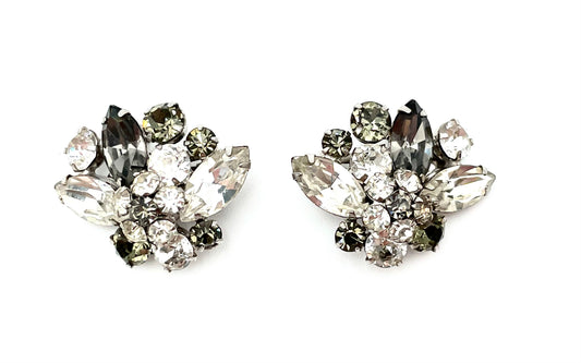 Vintage Sherman Crystal Cluster Clip-On Earrings