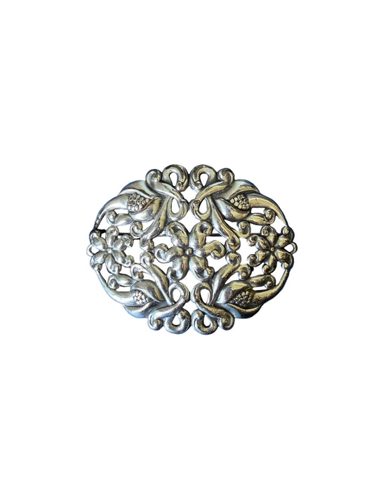 Vintage Sterling Floral Brooch