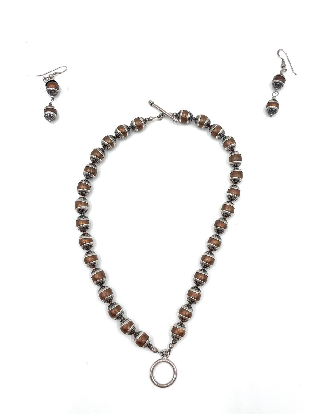 Vintage Western Inspired Silver Necklace & Earring Set