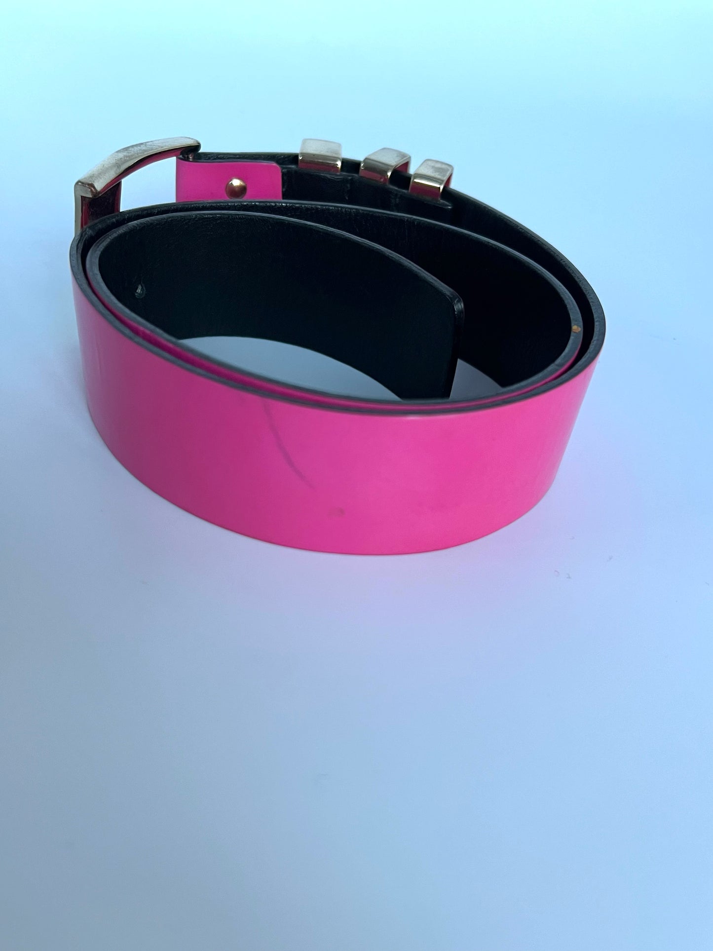 H M x Verscace Pink Patent Leather Belt Size S