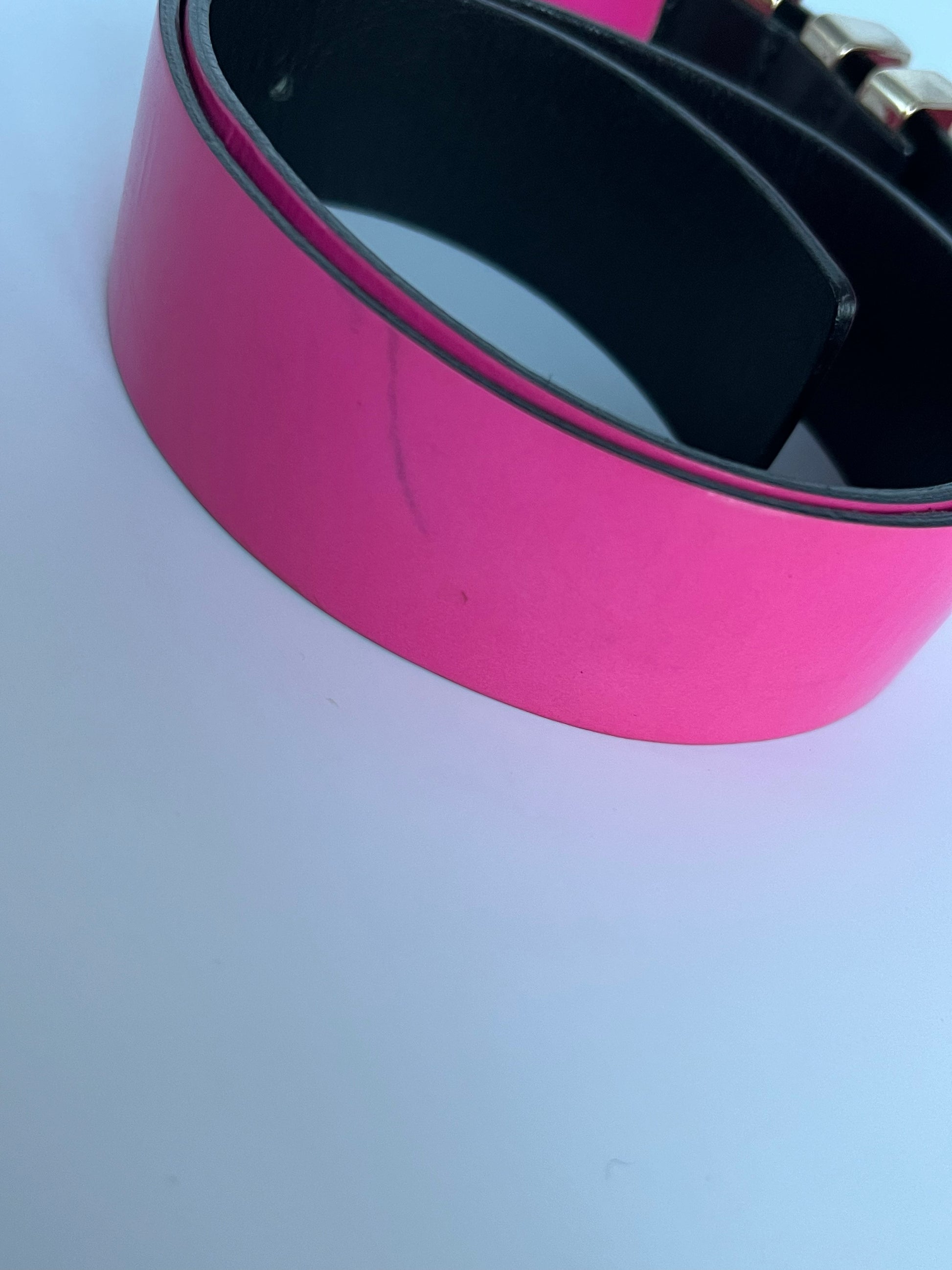 H M x Verscace Pink Patent Leather Belt Size S