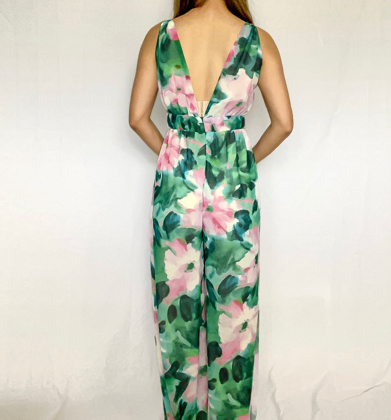 Zara Green Floral Jumpsuit Size S