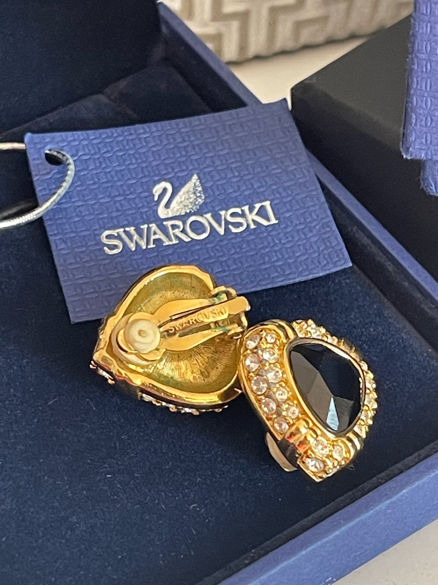 Vintage Swarovski Black Crystal Clip-on Earring