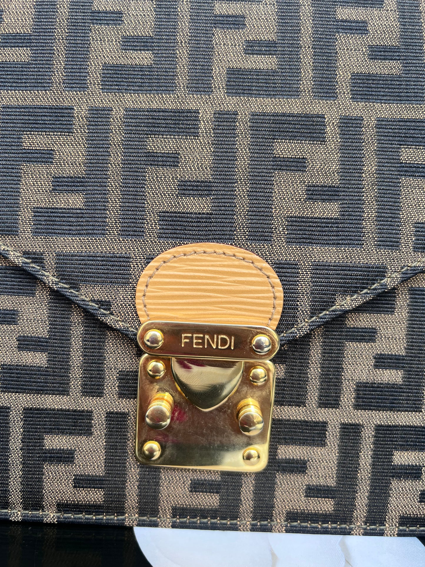 Vintage Fendi Monogram Top Handle Canvas Bag