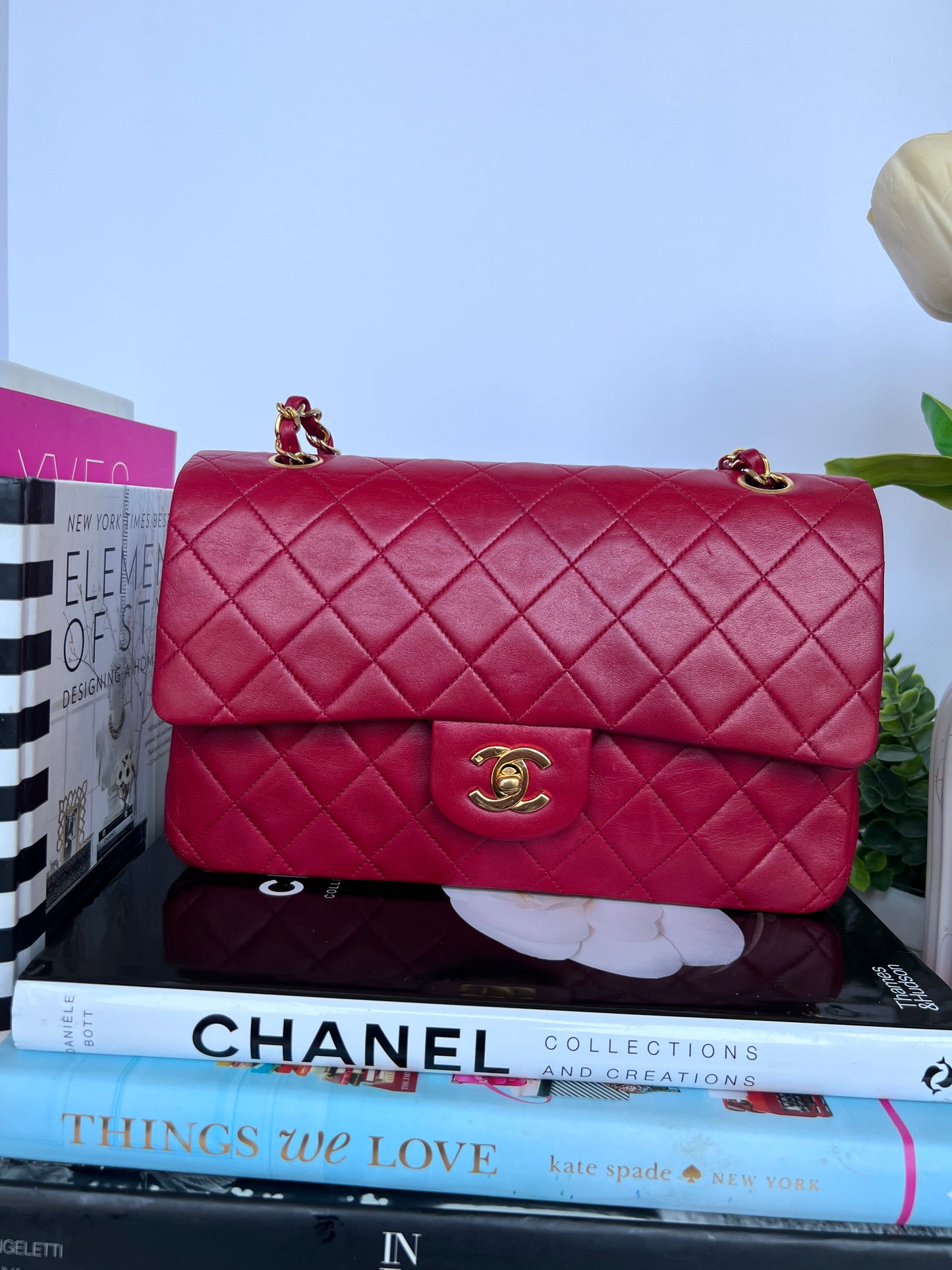 Vintage Chanel Red Medium Classic Flap