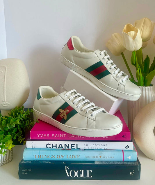 Gucci White Ace Sneakers Size 12.5 US Women Unisex