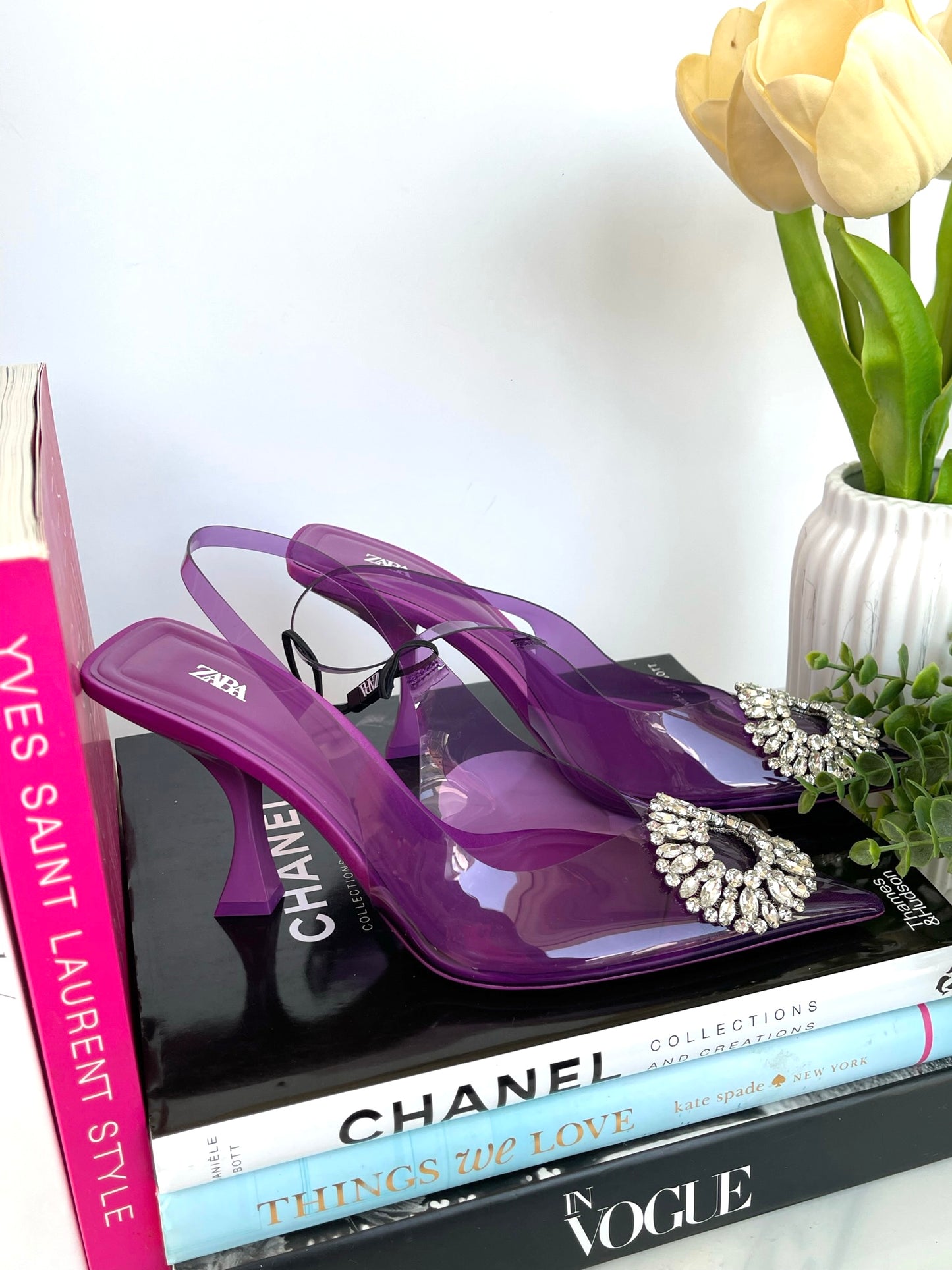 New Zara Purple PVC Slingback Heels Size 41 US 10