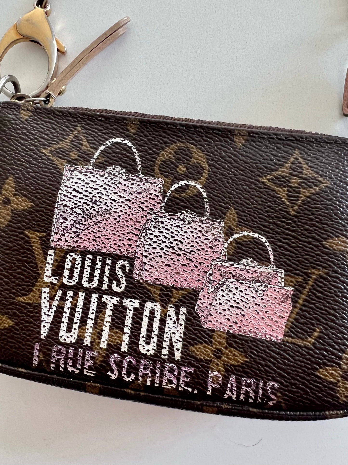 Louis Vuitton Limited Edition " Rue Scribe Paris" Monogram Canvas Mini Pochette Accessoires Zip Bag