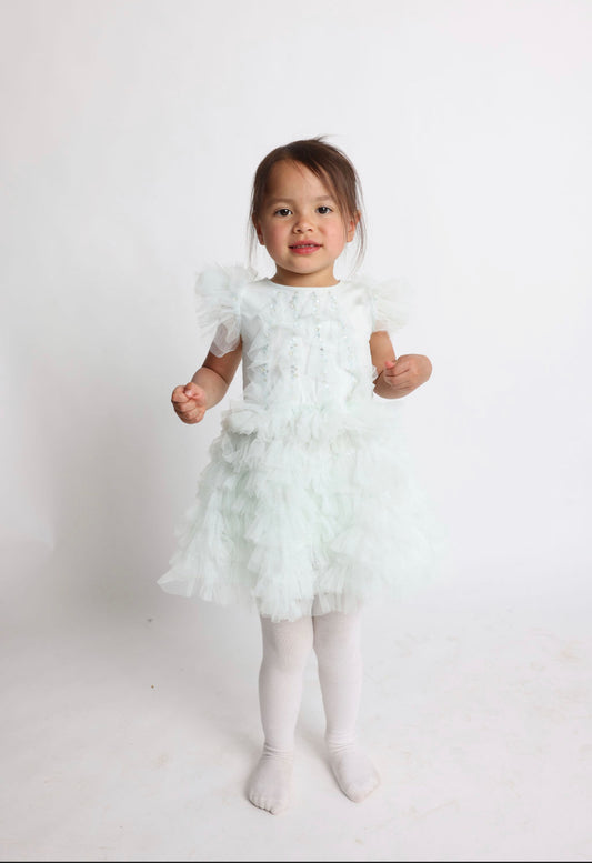 Ava Ruffle Green Tulle Kids