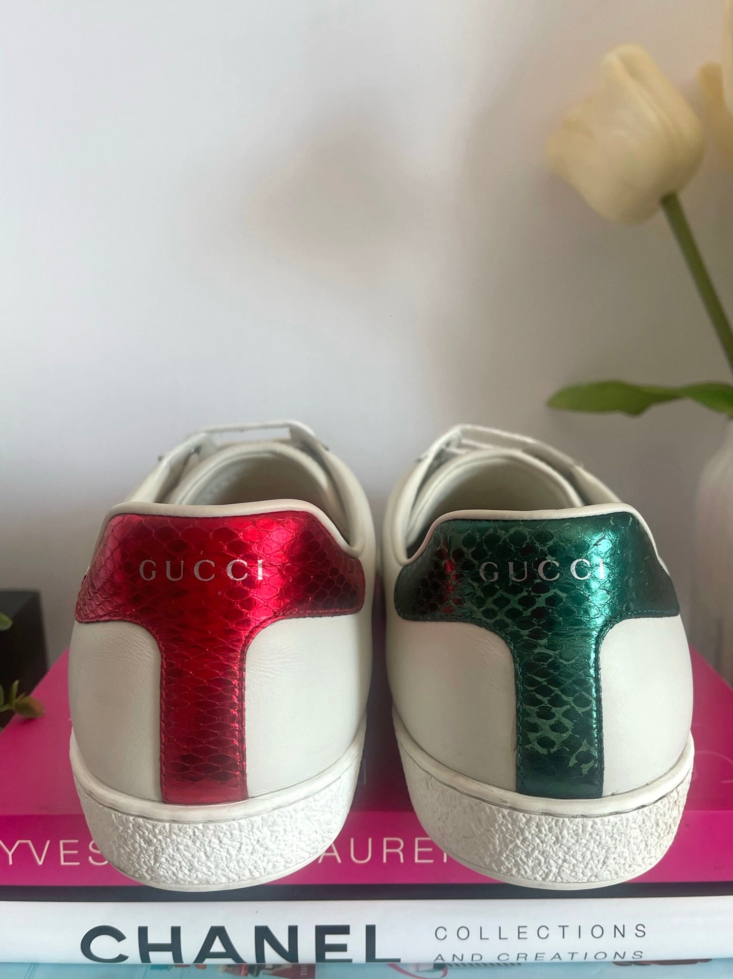 Gucci White Ace Sneakers Size 12.5 US Women Unisex