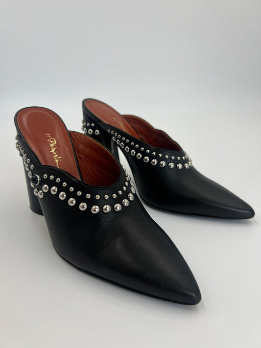 3:1 Philip Lim Black “Patsy” Silver Stud Mule Size 37