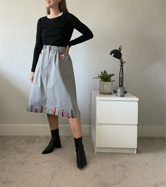 Mira Mikati Houndstooth Print A Line Skirt Size 34 US 4