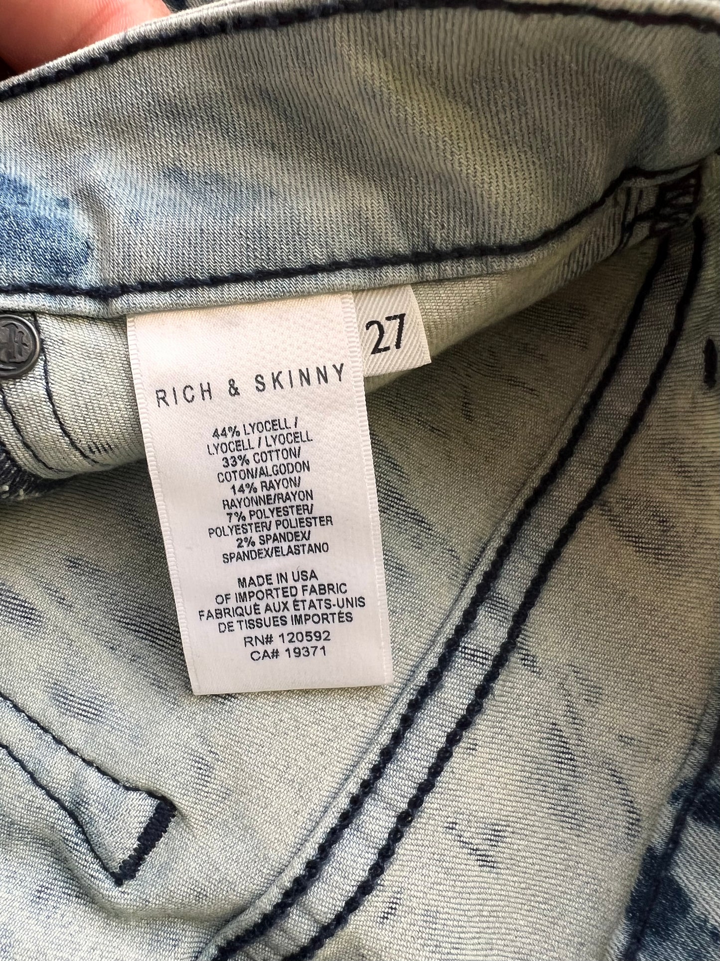 Rich & Skinny Tie Dye “ Dead Beat” Jeans Size 27